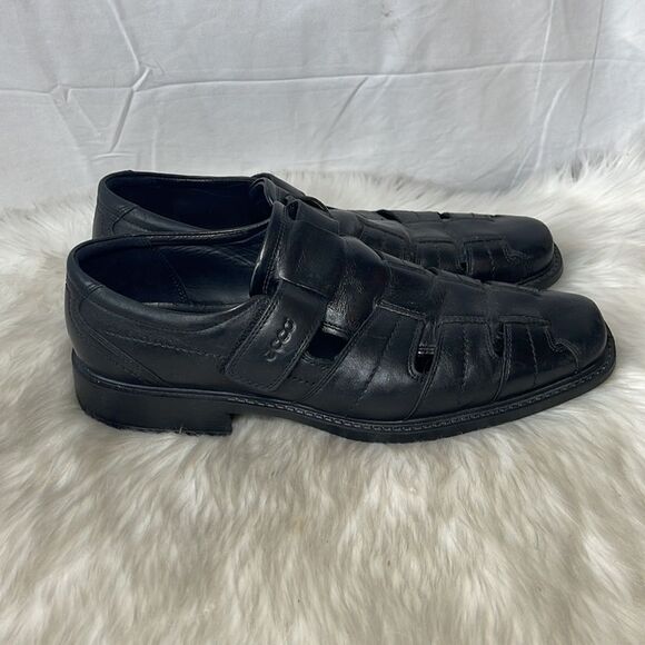 Ecco Black Leather Fisherman Style Shoes Sz‎ 46/US 12.5